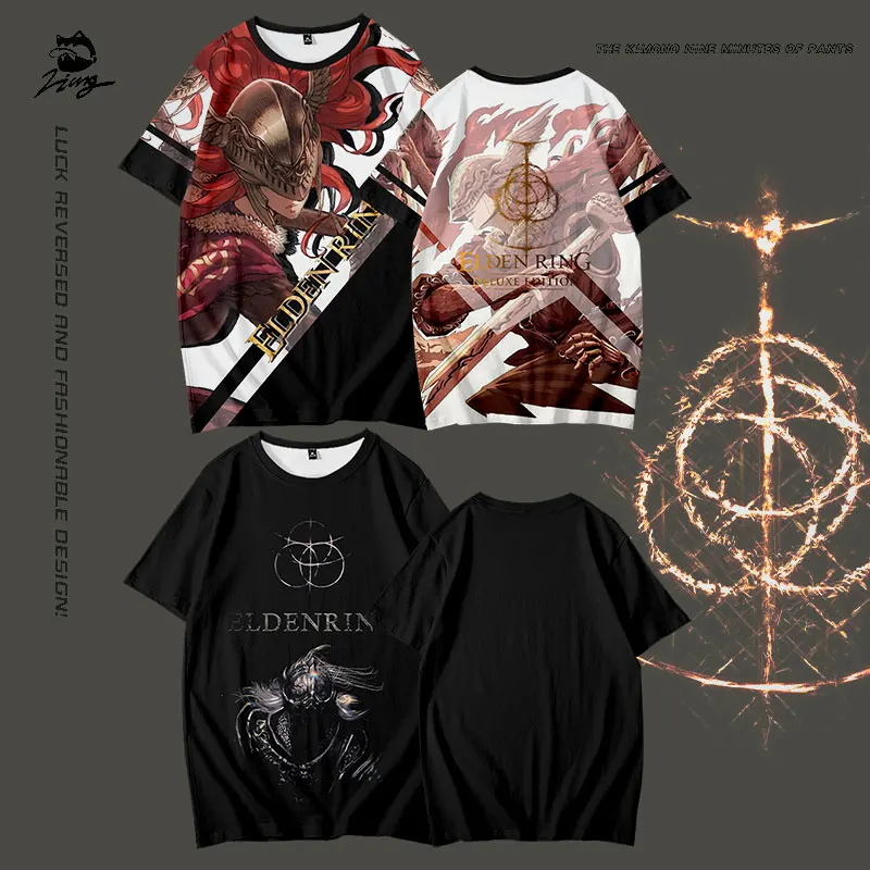 

2022 Eldon French Ring T-shirt Old Man Ring Dark Soul Men's and Women's Oversized Tee Fashion Quick-drying Children's Clothing
