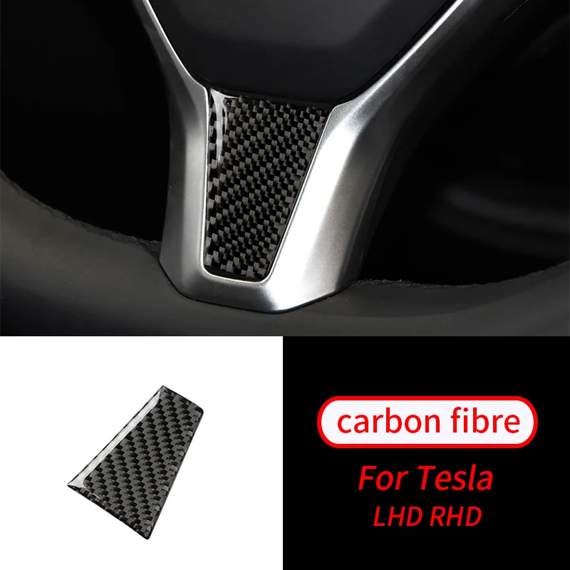 

For Tesla Model S Model X Real Carbon Fiber Steering Wheel Decoration Cover Sticker Car Interior Accessories