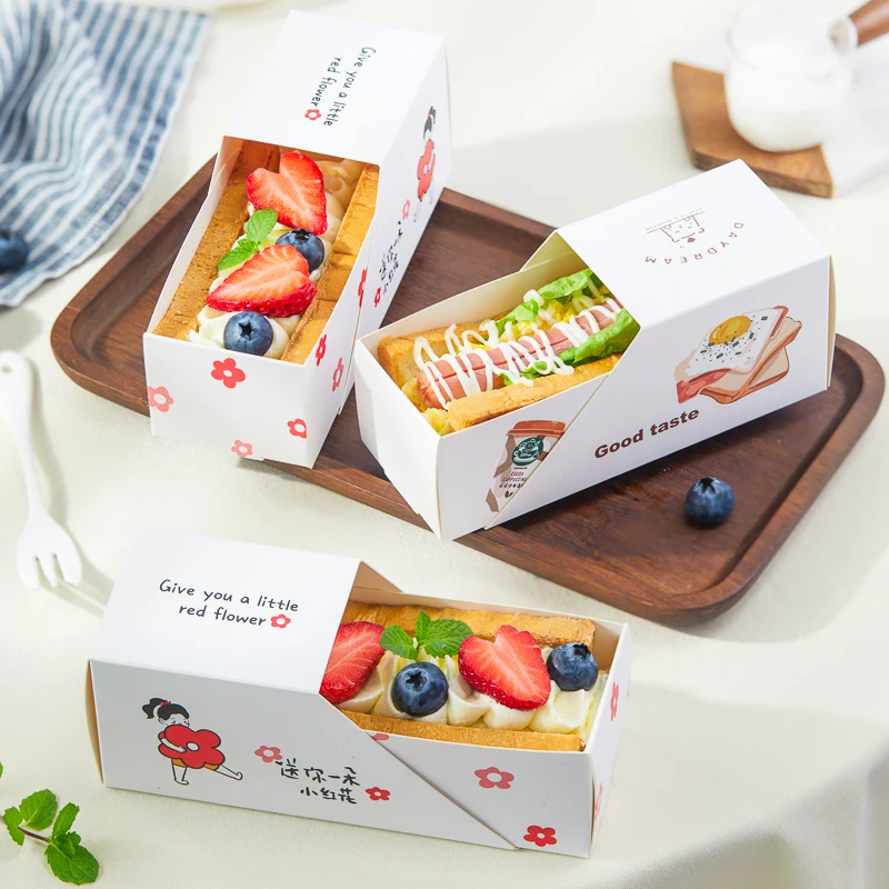 

50pcs CNY Sandwich box Toast/Hot Dog/bread/Breakfast/Lunch box Hamburger bag portable packaging reusable Disposable