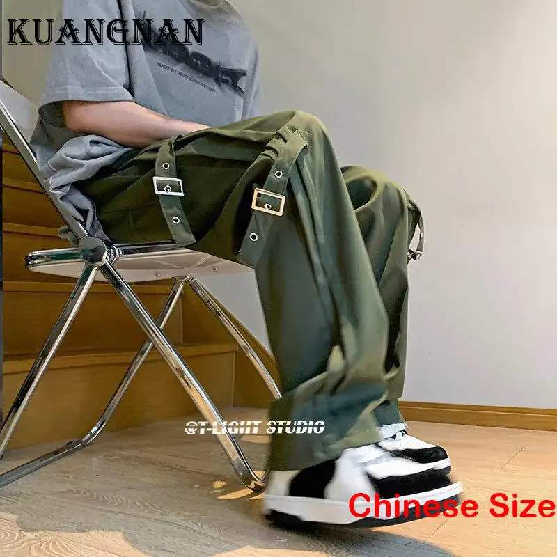 

KUANGNAN Straight Baggy Man Cargo Pants Work Trousers Dropshipping Harajuku Military Clothing Korean Fashion 3XL 2023 Spring