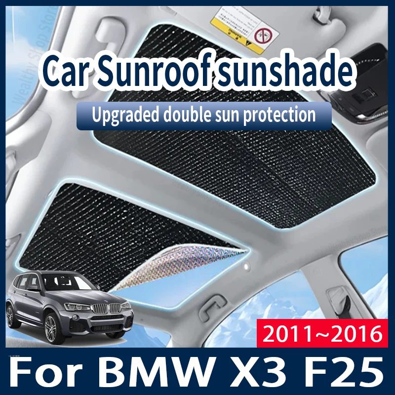 Фото Для BMW X3 F25 2011 ~ 2016 2013 2015 MK2 Автомобильные солнцезащитные козырьки на крыше, солнцезащитный козырек, защита от УФ-лучей, теплоизолирующие аксессуары №1