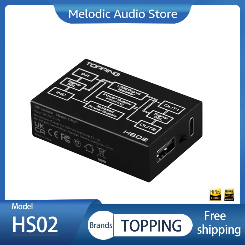 TOPPING HS02 Высокоскоростной аудиоизолятор USB 2.0 совместимый с передачей звука
