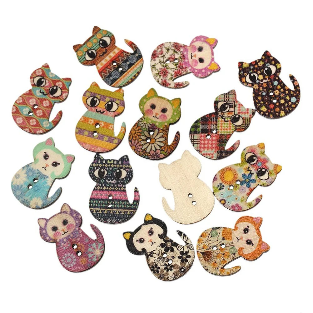 

100pcs Buttons Cat Shape 2 Holes Decorative Sewing Buttons Christmas Buttons for DIY Crafts Christmas Embellishments Cat
