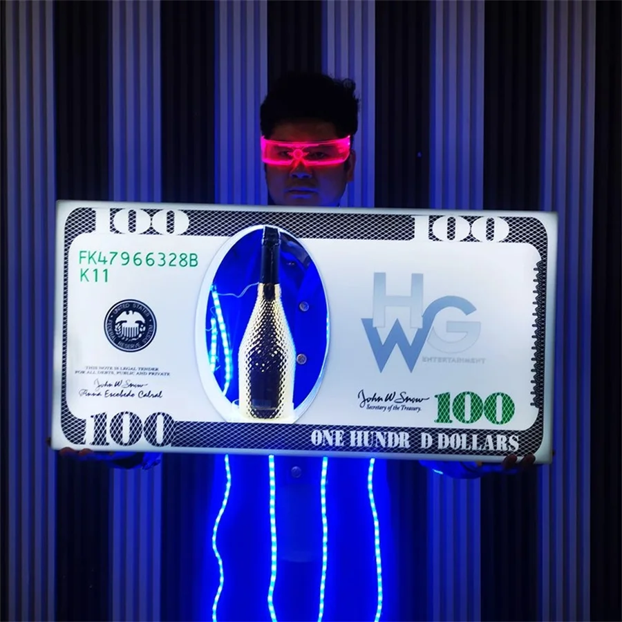 Акриловый дисплей Glorifier 100 долларов США, VIP-обслуживание, искусственная бутылка цвета шампанского для презентаций, декор для ночного клуба, бара Акриловый дисплей Glorifier 100 долларов США, VIP-обслуживание, искусственная бутылка цвета шампанского для презентаций, декор для ночного клуба, бара