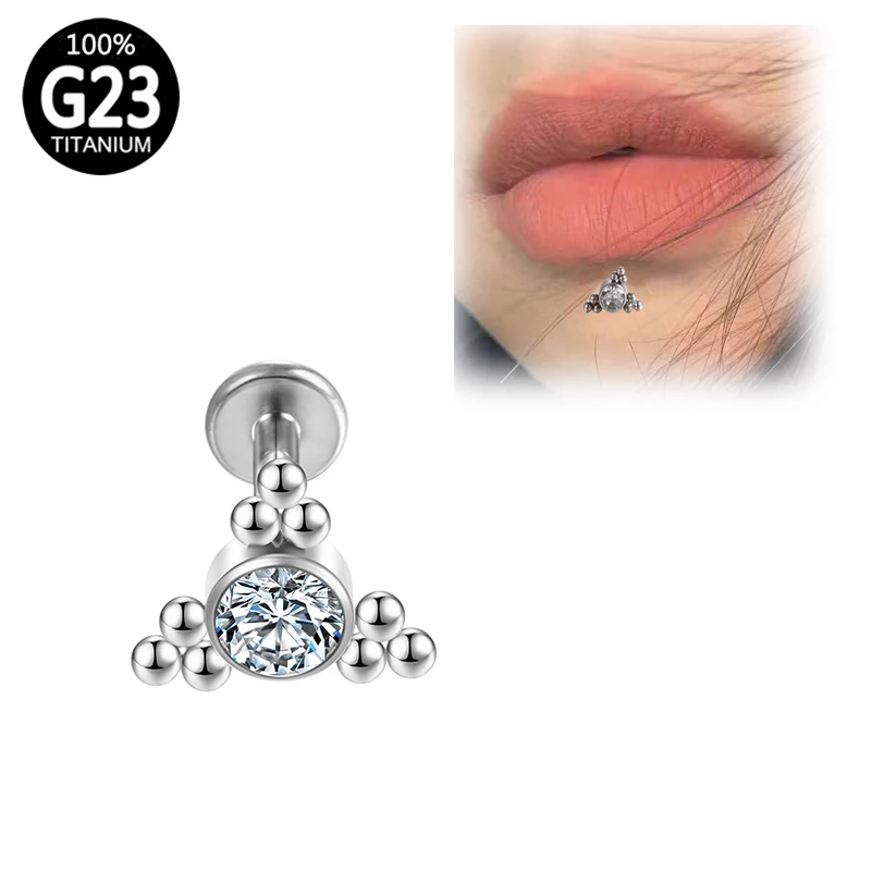 

Titanium Cartilage Tragus Earrings Labret Lip Stud Zircon Septum G23 Industrial Clicker Hinge Section Helix Women Body Jewelry