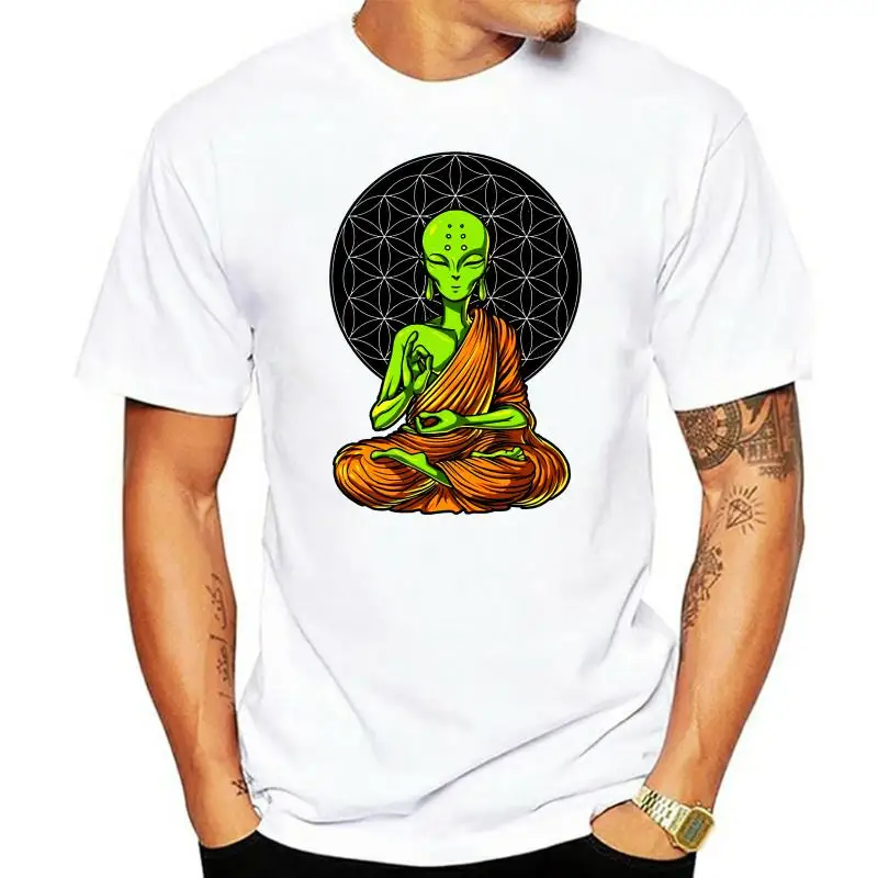 

Мужская футболка с изображением космоса, инопланетянина, дзен, йоги, медитации, духовной буддизма, чистая одежда, модные футболки с коротким...