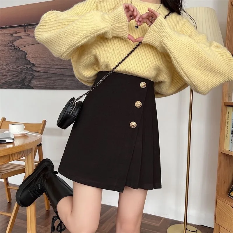 

Women A-Line Skirt Fashion Solid Casual Mini Skirt Streetwear Gothic Irregular Pleated Skirt Slim School Ofice-Lady Wholesale