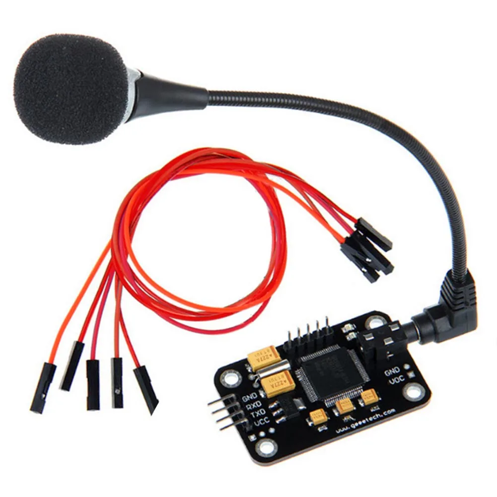 

Control Board High Sensitivity Durable Universal Voice Recognition Module With Microphone Jumper Wire Tools Black