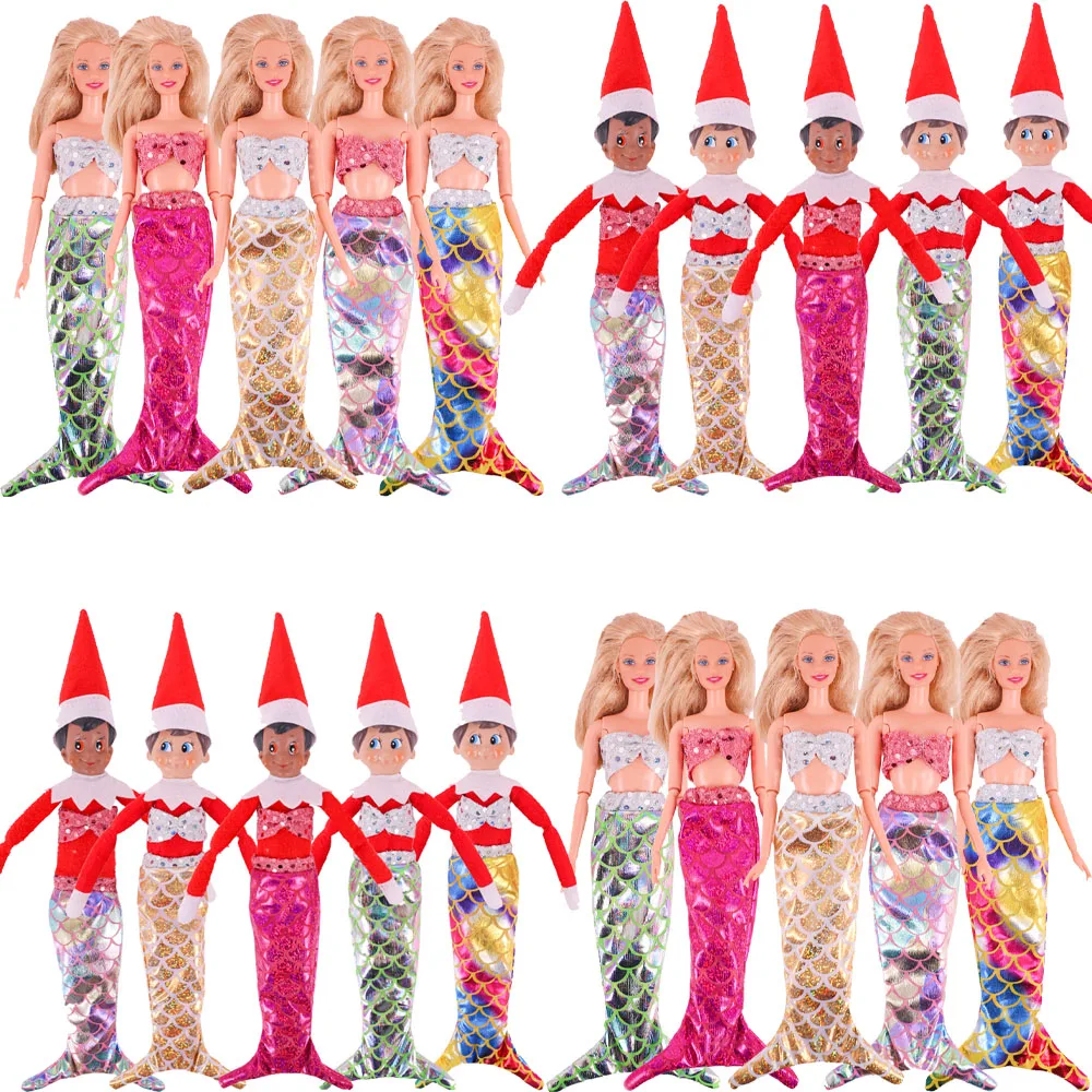 

Barbiees Doll Shiny Beauty Mermaid Dress Elf Christmas Doll ClothesToy Accessories Suitable For 26-30cm 11.8 Inch