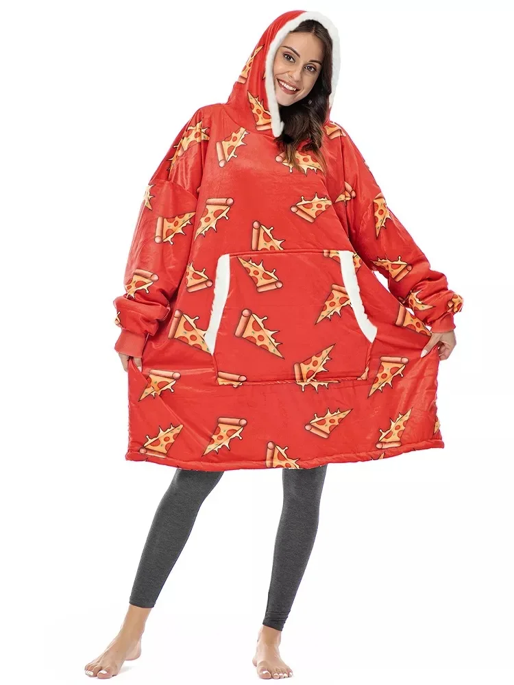 

Oversized Blanket Hoodie Women Winter Hooded Wearable Family TV Blanket With Sleeves Sherpa Fleece Sweat Plaid Hoody Sweatshirt