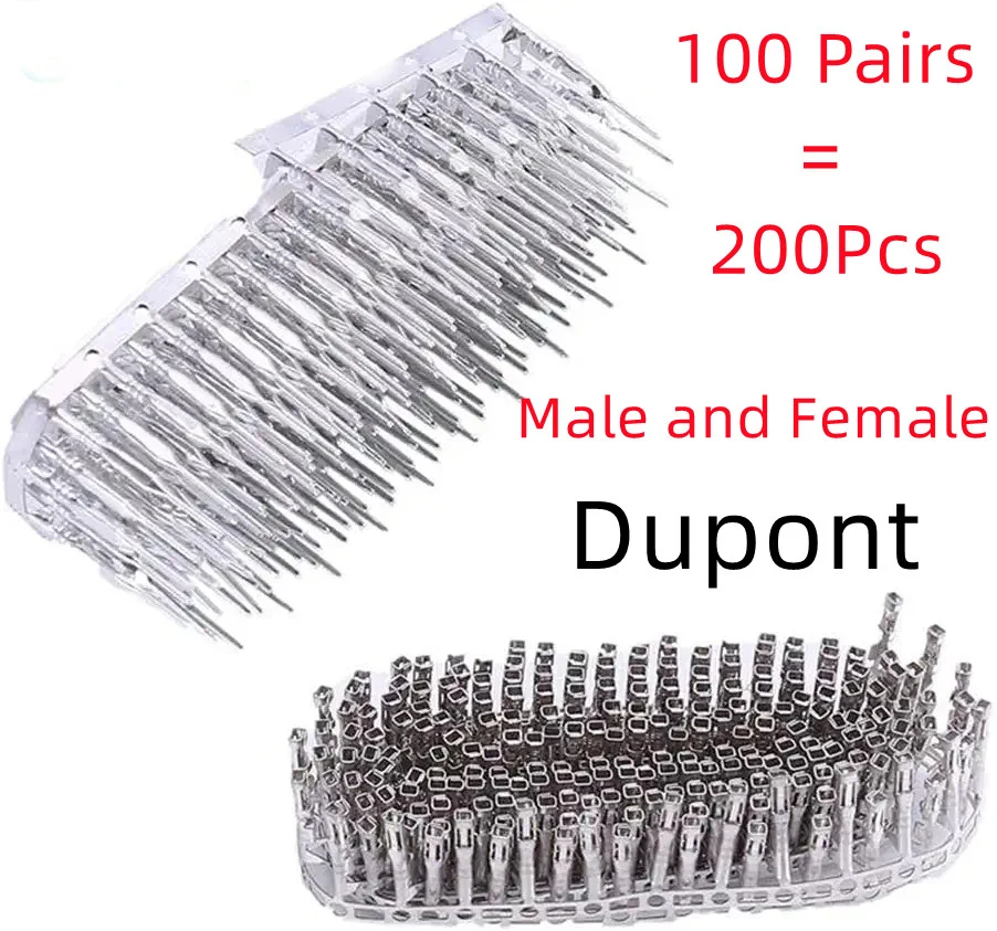 

100 пар Dupont язычковый джампер, кабель, контактный разъем, клемма 2,54 мм, штырьковые и гнездовые контакты, комплект для корпуса, джампер, провод
