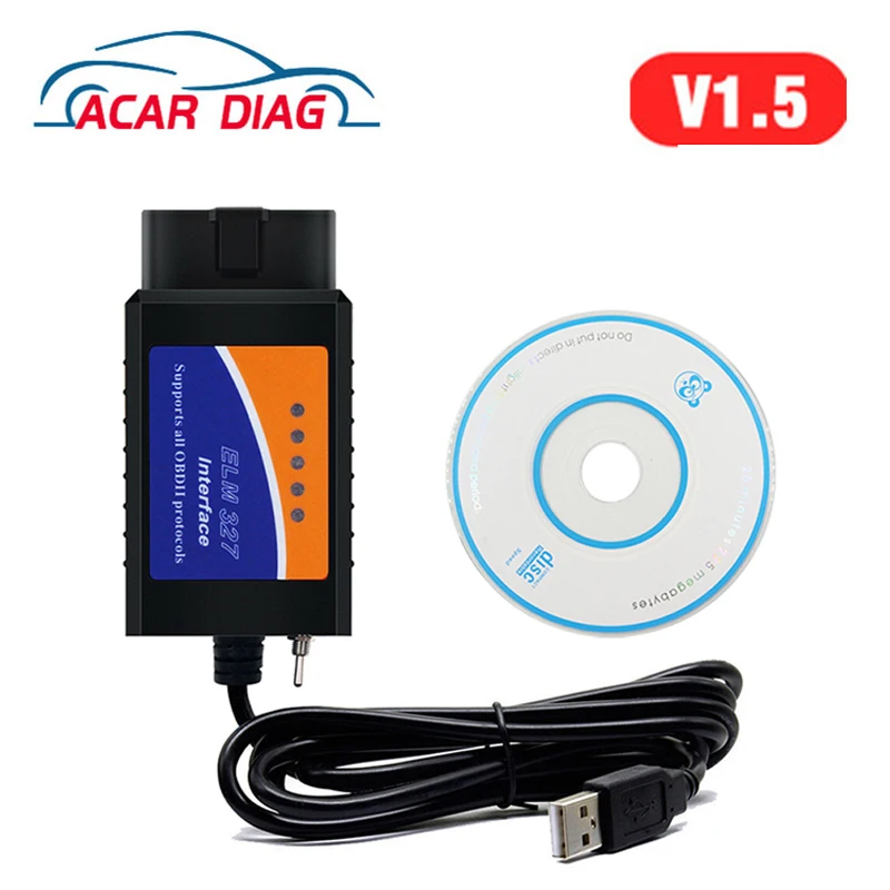 Лучший Переключатель ELM 327 V1.5 USB OBD 2 ELM327 для Ford Forscan elmконфигурационный считыватель