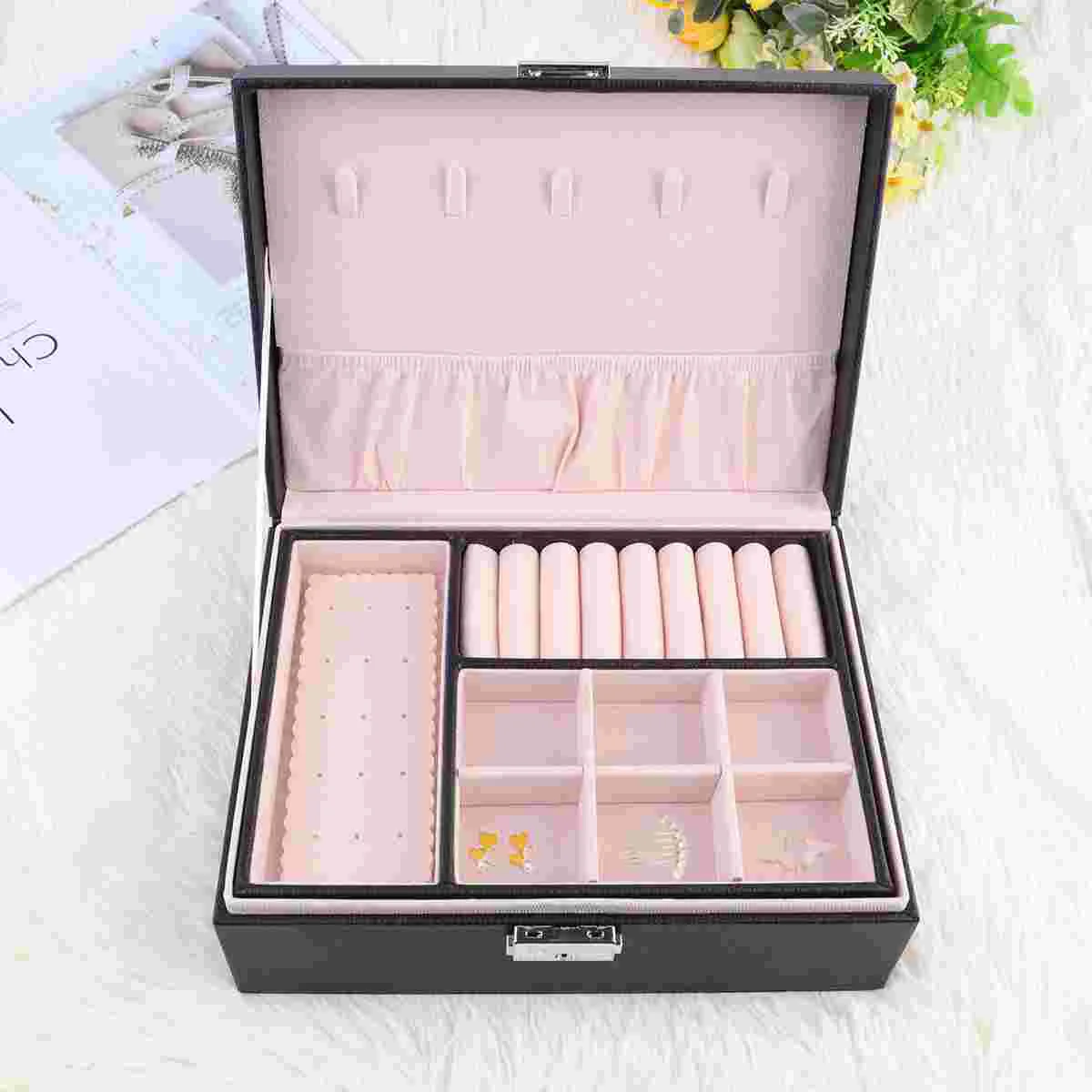 Jewelry Organizerbox Storage Drawer Earring Holder Case Faux Tray Showcase Trays 