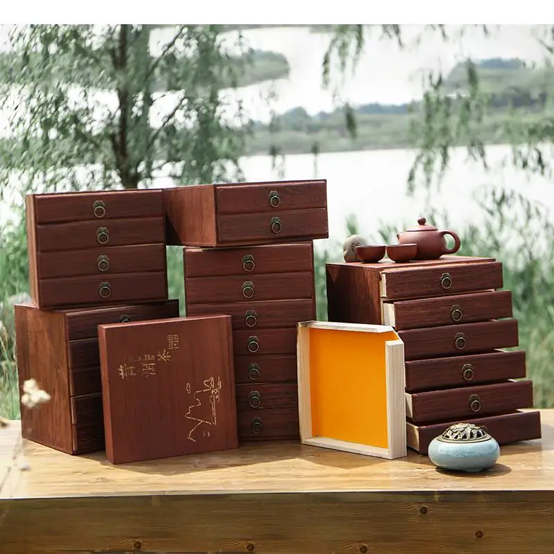 Многослойная чайная коробка из массива дерева ящик для хранения тортов шкафчик