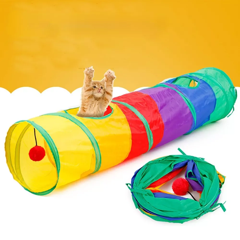 

Practical Cat Tunnel Pet Tube Collapsible Play Toy Indoor Outdoor Kitty Puppy Toys for Puzzle Exercising Hiding Training