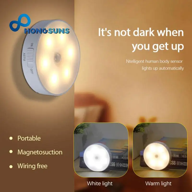 

Wireless Motion Sensor LED Cabinet Night Lights Batteries USB Rechargeable Small Nightlights Lamp for Room Corridor Closet