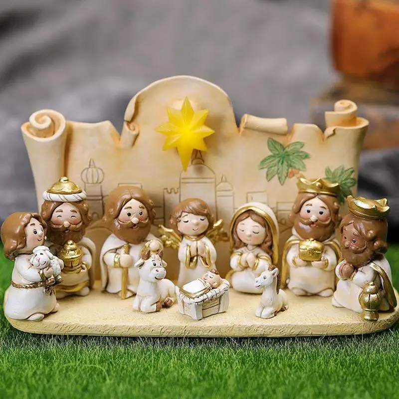 

Nativity Sets For Christmas 10pcs Resin Manger Scene Ornaments Jesus Figurines Set With Virgin Mary Figures Nativity Statue Gift