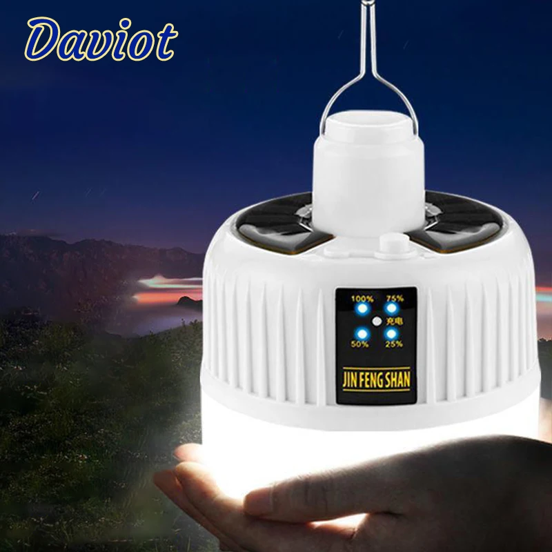 268W Portable Rechargeable Solar LED Torch Camping Light Waterproof Fishing Emergency Tent Light Outdoor Night Market Light Bulb