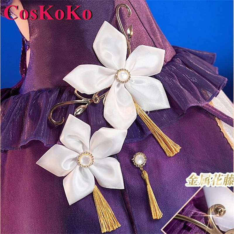 CosKoKo Keqing Косплей Игра Genshin Impact Костюм Вечерние Великолепное Милое Вечернее Платье