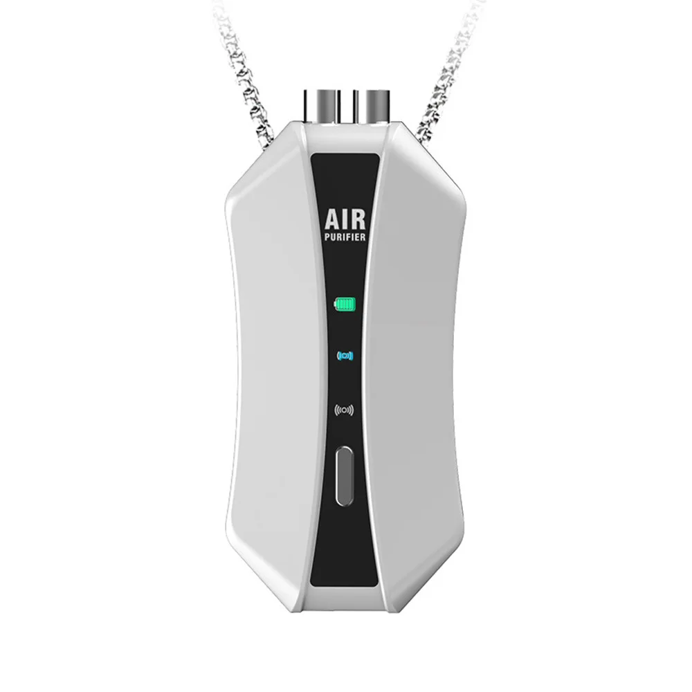 

Air Purifier Necklace Mini Personal Wearable Necklace Negative Ion Generator Car Air Freshener Low Noise White