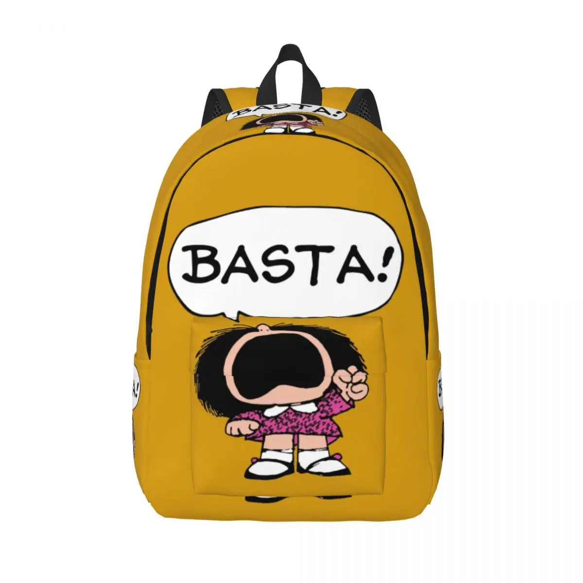 

Personalized Mafalda Basta Canvas Backpacks Women Men Fashion Bookbag for School College Quino Argentina Cartoon Bags