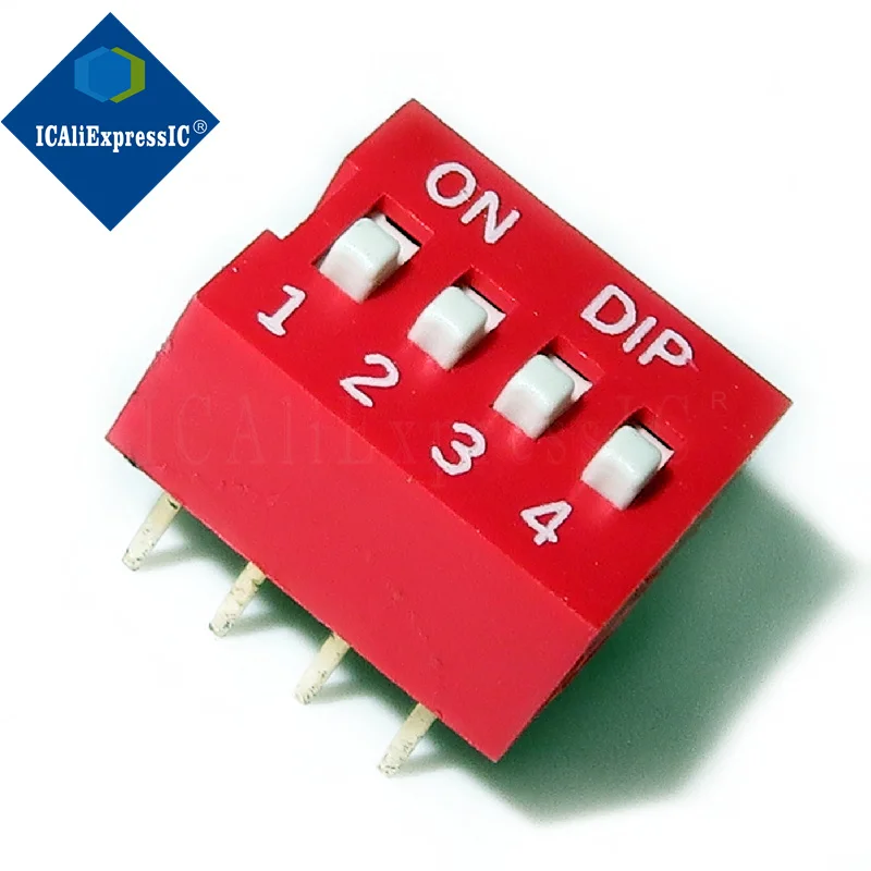 10 шт. Красный DIP-переключатель DS-04 (4 цифры)