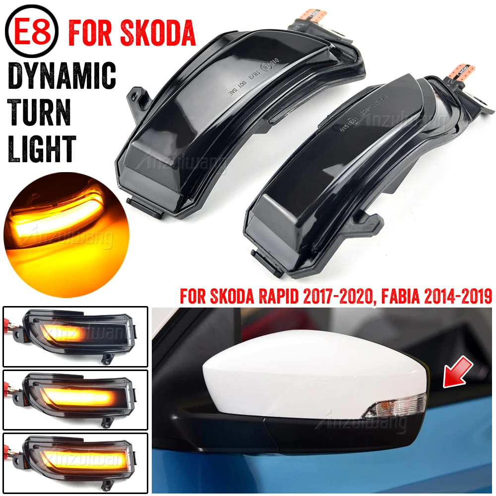 

LED Dynamic Turn Signal Flashing Light For Skoda Fabia 2014-2019 Rapid 2017-2020 Side Rear-View Mirror Indicator Blinker