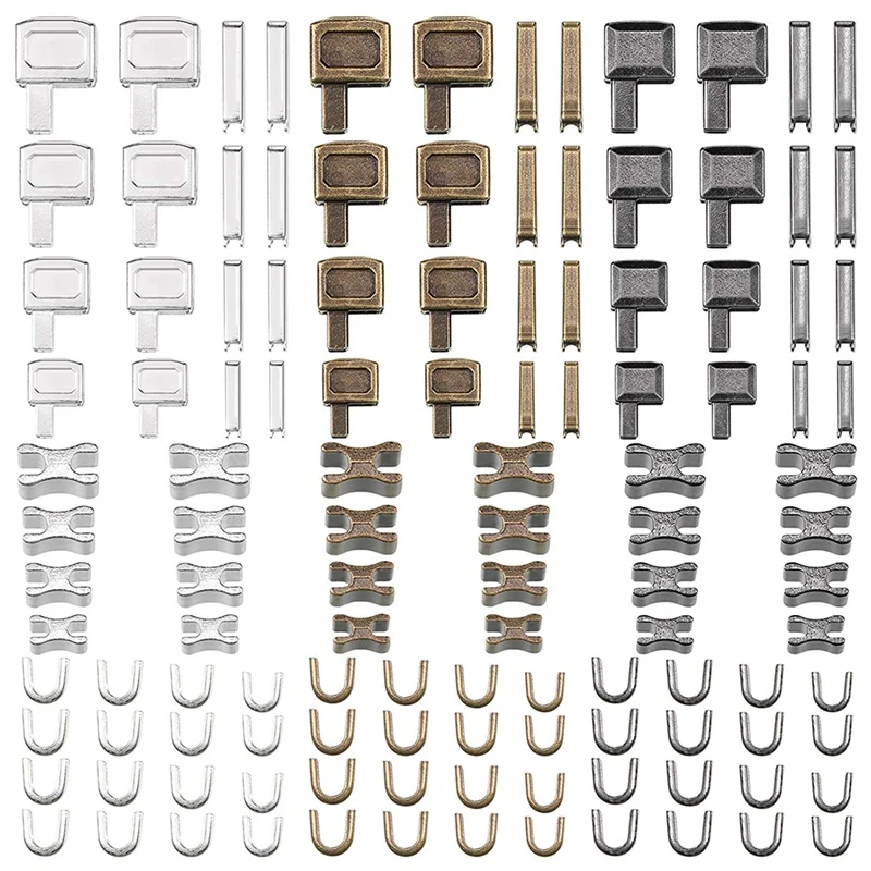 

120 Pieces Metal Zipper Head Slider,4 Sizes Zipper Bottom Sliders Retainer Insertion Pin,Zipper Stopper Repair Tool Kit