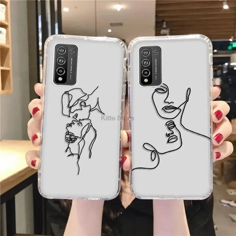 

Honor 50 Lite 20 8X 9X 9A 60 Case Art Sketch Cases For Huawei P30 Lite P40 Pro P20 Y60 Y7P Y8P Y9 Prime 2019 Silicone Cover