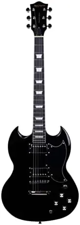 

Электрическая гитара Jaymz 39 дюймов с двойным вырезом и твердым корпусом, корпус из тополя, гриф из клена и композитный черное дерево, подставка ()