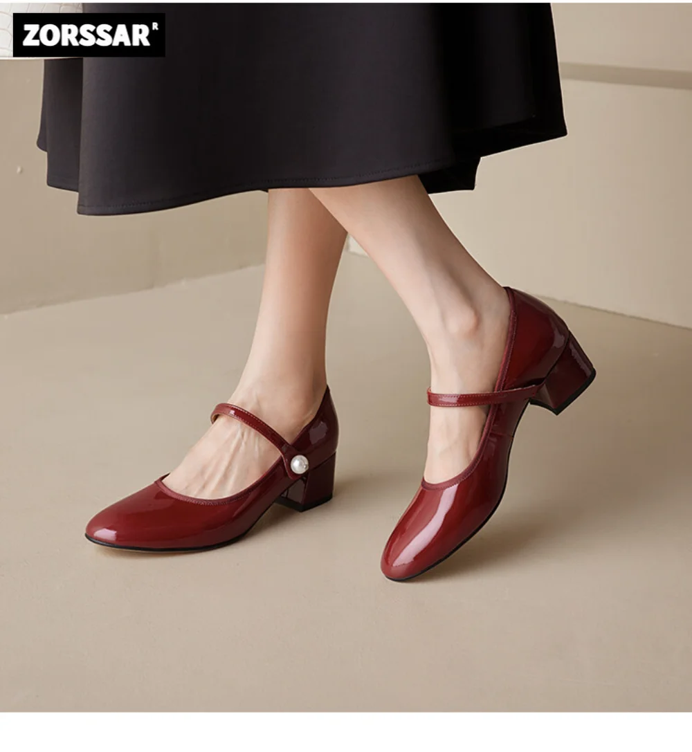 

2023 New Red Womens Flats Loafers Fashion Patent leather Round Toe Shallow Ladies Ballet Shoes Soft Casual Flat Mary Jane Shoes