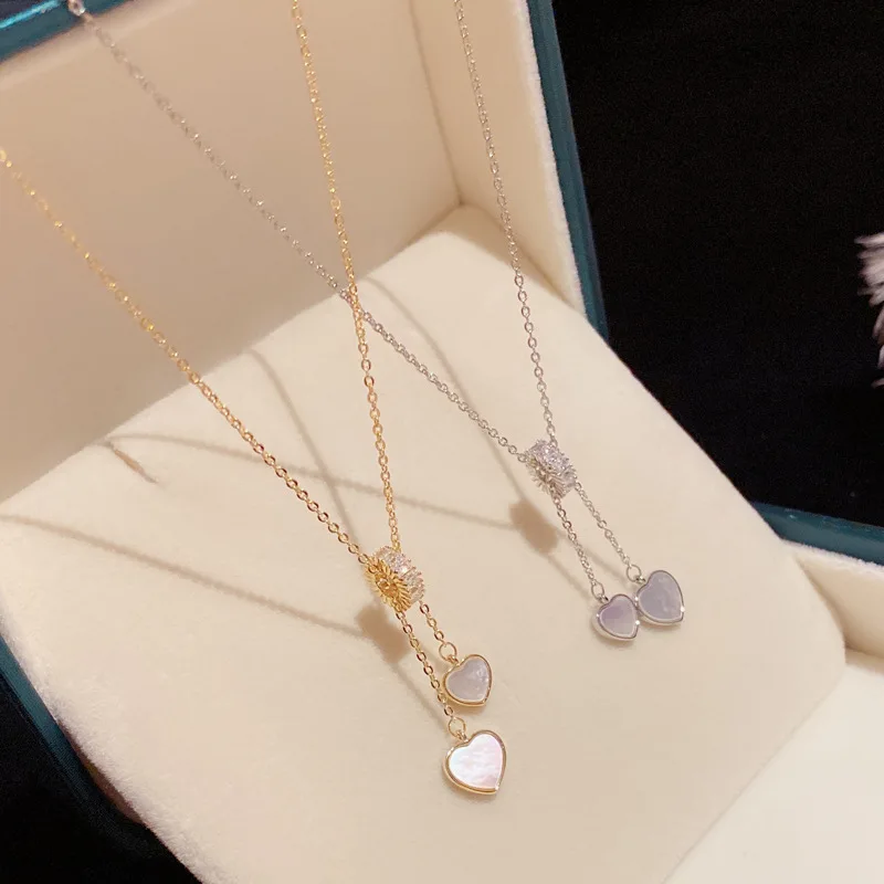 

Модный двойной кулон в японском и корейском стиле, Женская нишевая цепочка до ключиц, роскошная необычная цепочка до ключиц