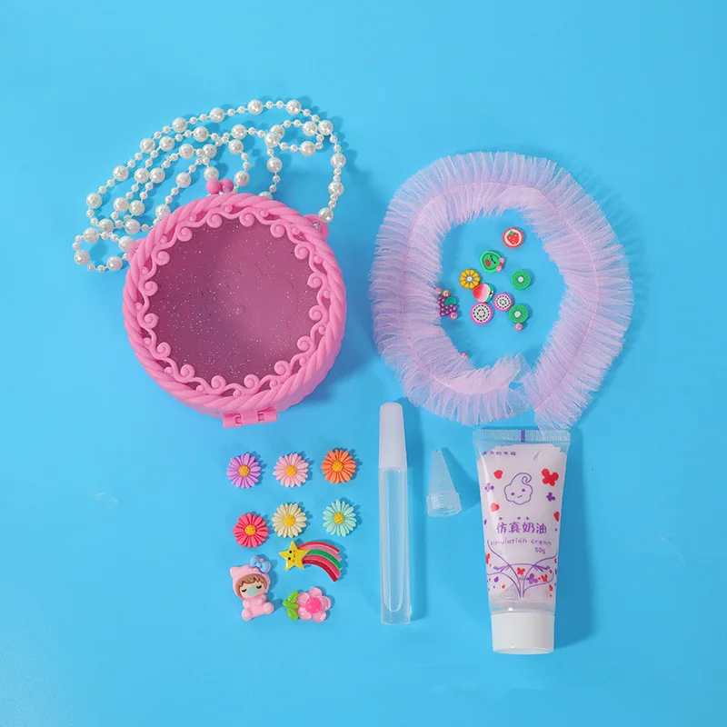 Handmade Material Pack Cream Gel DIY Satchel Girl Pearl Shoulder Bag Handicraft Accessories Crossbody Bag Children's Day Gifts