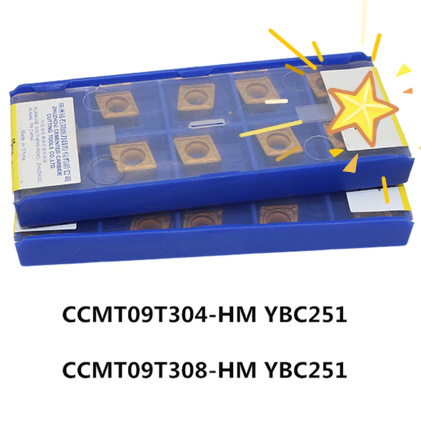 ZC-CT CCMT09T304-HM YBC251 YBC252/CCMT09T308-HM YBC251 YBC252 CCMT32.51 CCMT32.52-HM YBC251 YBC252 CNC carbide inserts 10PCS/BO