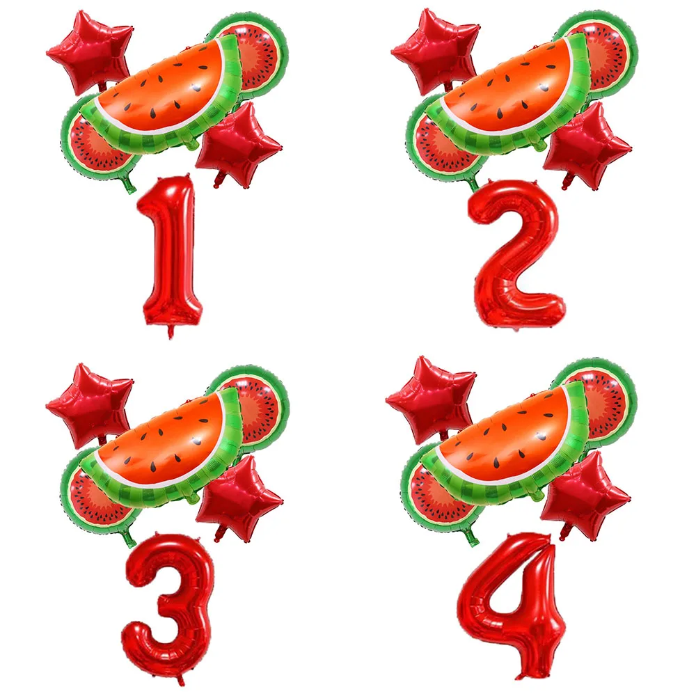 

6Pcs/lot Summer Party Balloons Big Watermelon Birthday Decoration 32inch Red Number Ballon Kids Birthday Party Baby Shower Decor