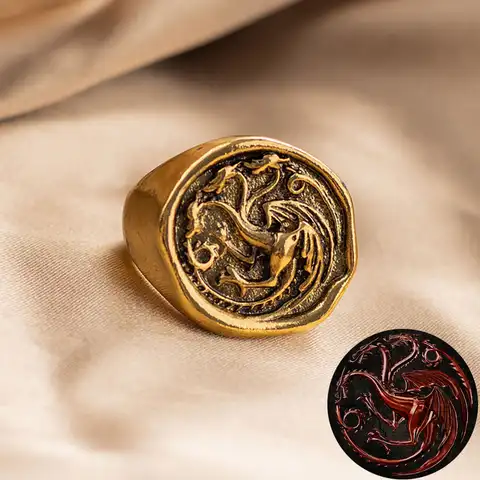 Кольцо из металлического сплава в виде дракона с тремя головами для косплевечерние