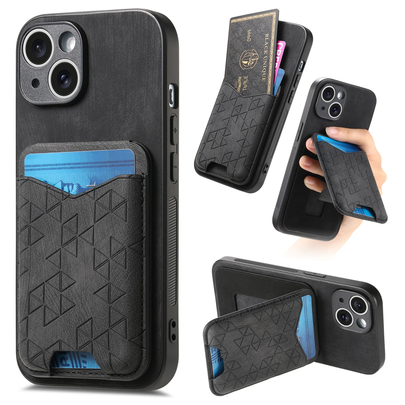 Card Bag Case For iphone 16 Pro Max 15 14 Plus 13 12 Mini 11 XS X XR 8 7 Retro Leather Kickstand Anti Drop Phone Cover Funda