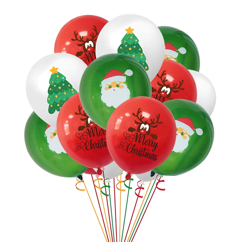 

10pcs 12inch Christmas Latex Balloons Santa Claus Elk Xmas tree Balloon merry Christmas Home Decoration Supplies Navidad Balls