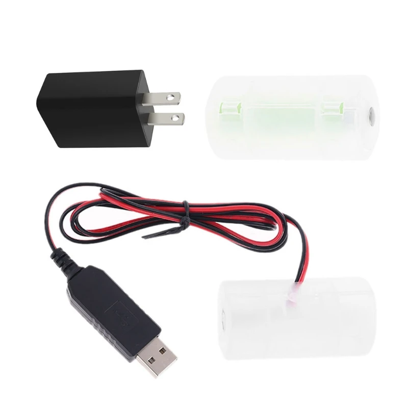 

1.5V 3V 4.5V 6V LR20 D Cell Battery Eliminator with US Plug USB Power Adapter Replacement 1 to 4pcs 1.5V LR20 D Cell Battery for