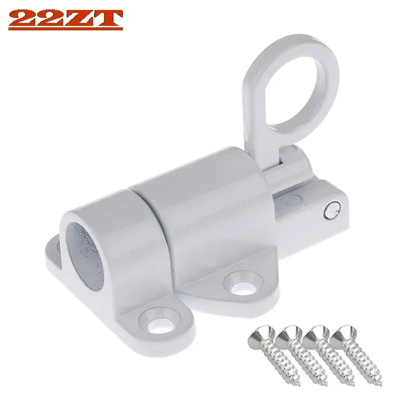 

22ZT Aluminum Alloy Door Latch Lock Window Gate Pull Ring Spring Bounce Latch With 4 Screw Home Door Accessories
