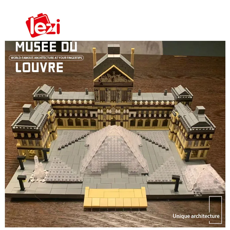 

Модель 3D музея Парижа Лувра, строительные блоки, всемирно известный Музей архитектуры, алмазные блоки, игрушки для детей, подарки 3377 шт.