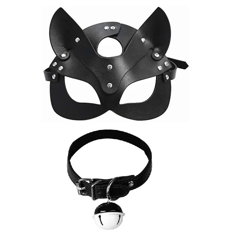 

Эротическая женская сексуальная маска с полуглазами, Кожаная маска для косплея, лица, кошки, хэллоуивечерние, косплея, воротник, реквизит дл...