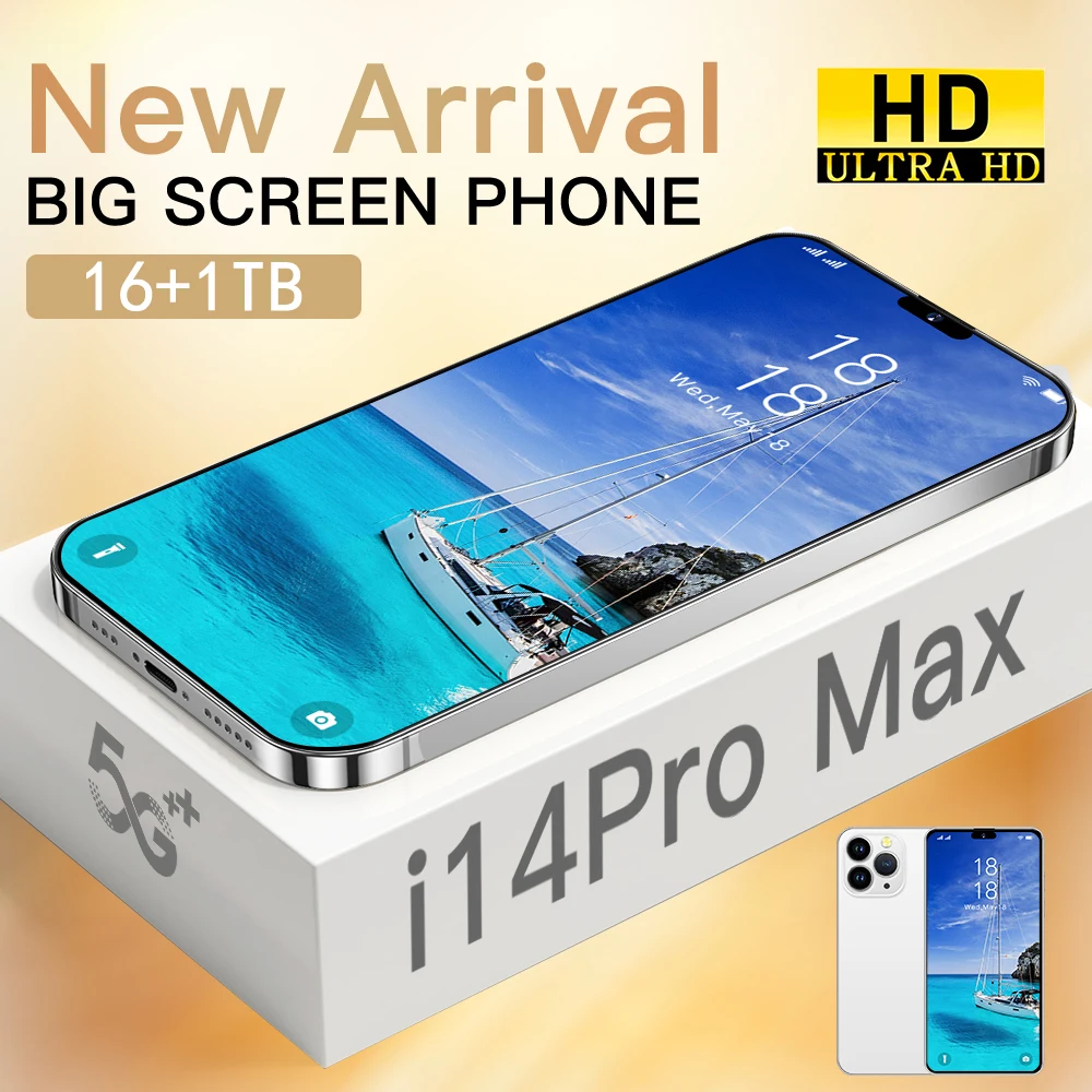 

Оригинальный телефон, 6,7 дюйма, I14 Pro Max, полный экран, идентификация по лицу, 16 ГБ + 1 ТБ, сотовый телефон с камерой, 7800 мАч, новая модель телефона