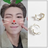 2022 korean wave new rm mobius ring earrings wave irregular twist ins trend celebrity jewelry daily petty gift