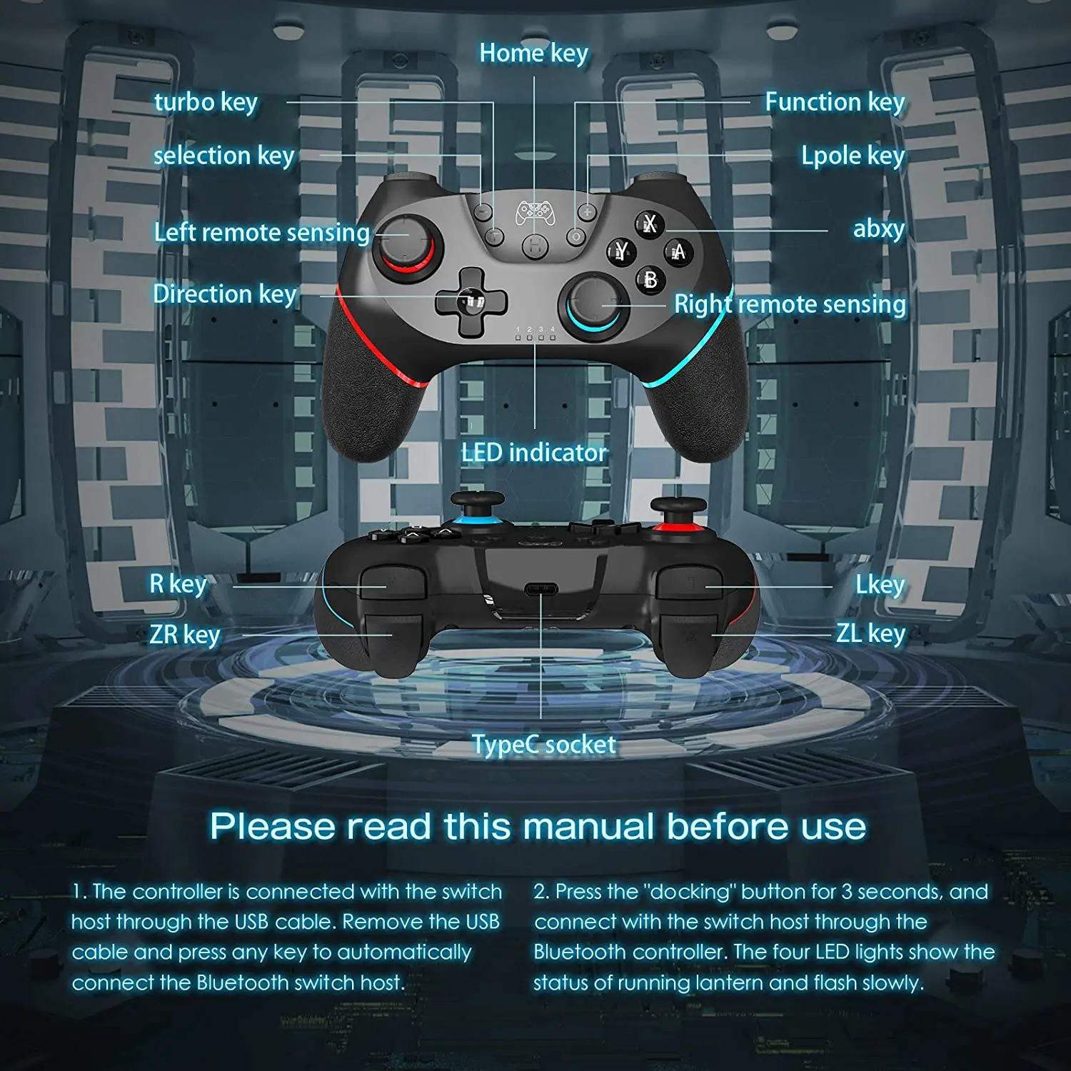 Wireless Bluetooth Controller for Nintendo Switch Pro Controller with Gyro & Gravity Sensor Dual Vibration & Turbo Function