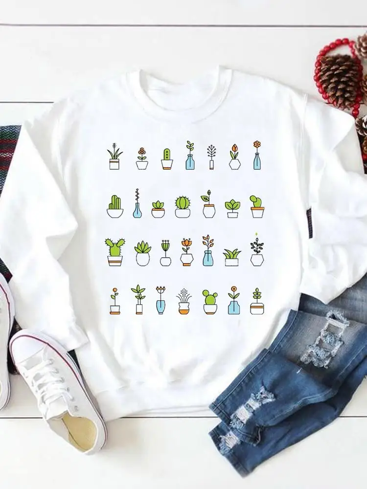 

Fall Season Sweatshirts Print Casual Autumn Plant Love Trend 90s Graphic Pullovers Fashion Spring Female Women Regular Clothing