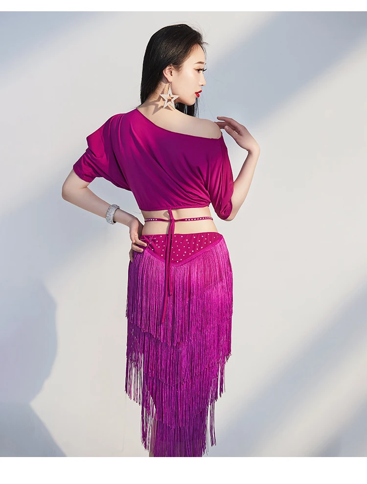Женский костюм для танца живота танцевальный с короткой юбкой бахромой
