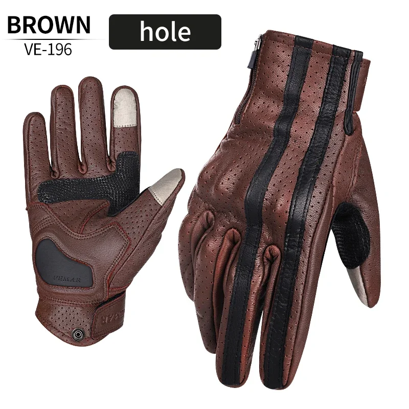 

Vemar летние дышащие мужские перчатки с сенсорным экраном, кожаные винтажные перчатки в стиле ретро для верховой езды, мотокросс, мотоцикл, велосипедные перчатки с полным пальцем