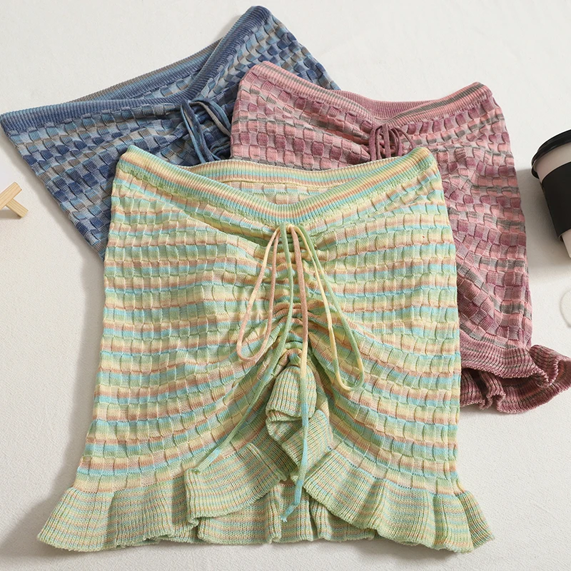 

Summer Crop Top Women Edible Tree Fungus Shirred Striped Sexy Tops Off The Shoulder Camis Backless clothing Dropshipping