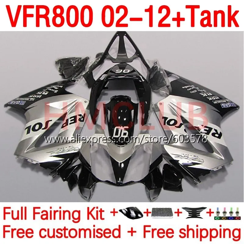 

+Tank For HONDA Interceptor VFR800RR VFR800 VFR 800 RR CC 02 03 05 06 07 2008 2009 2010 2011 2012 Fairing 190No.56 silvery black